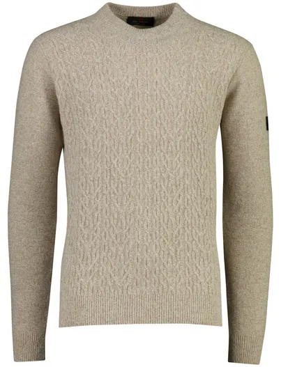 Peuterey Peuterey trui beige gemeleerd gebreid ronde hals