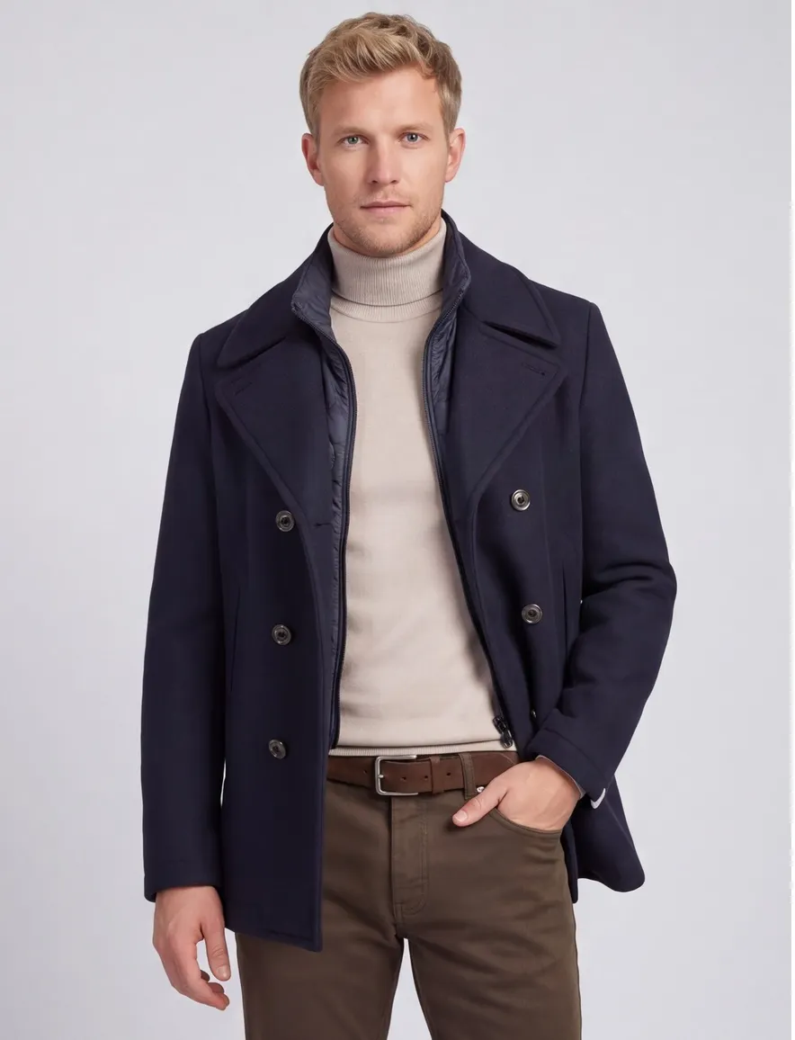 Peuterey overjas donkerblauw effen