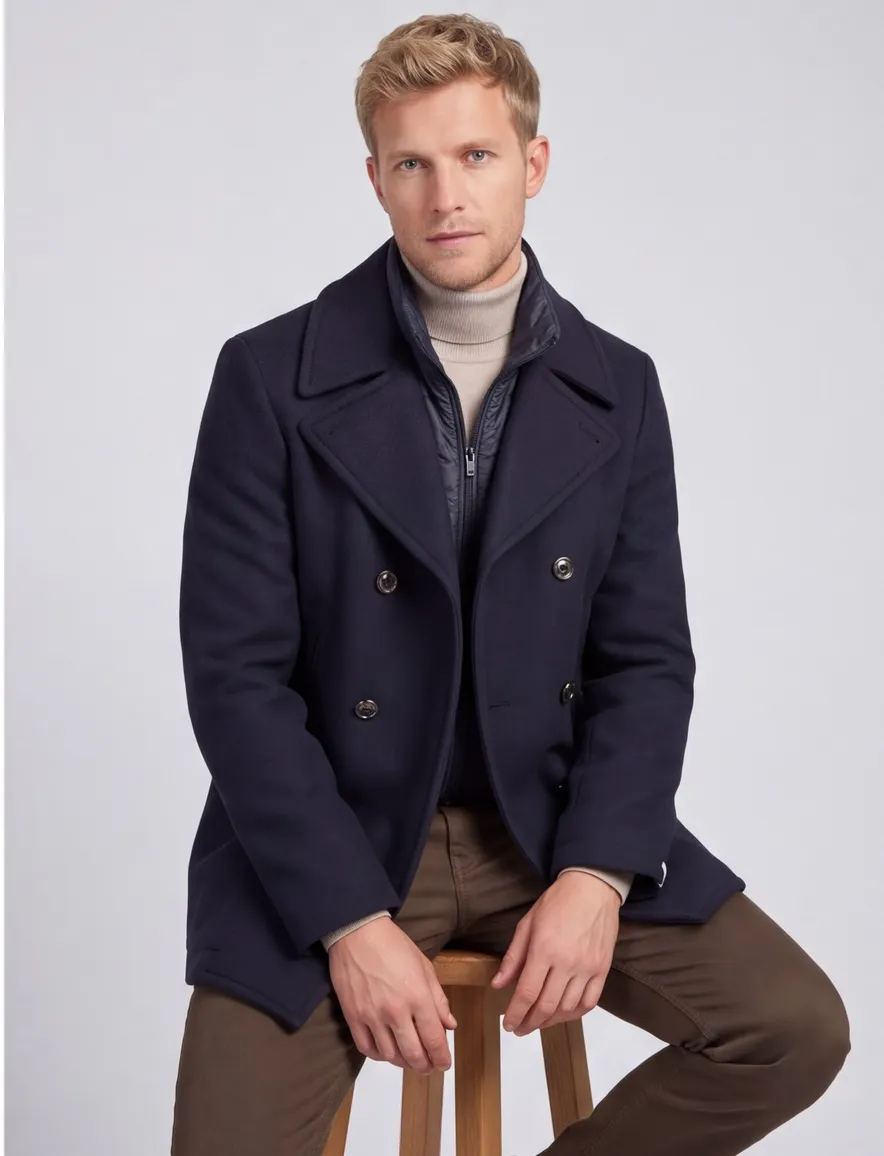 Peuterey overjas donkerblauw effen