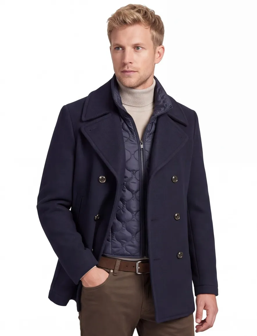 Peuterey overjas donkerblauw effen