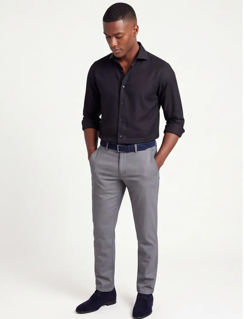 Overhemd John Miller Slim Fit zwart stretch
