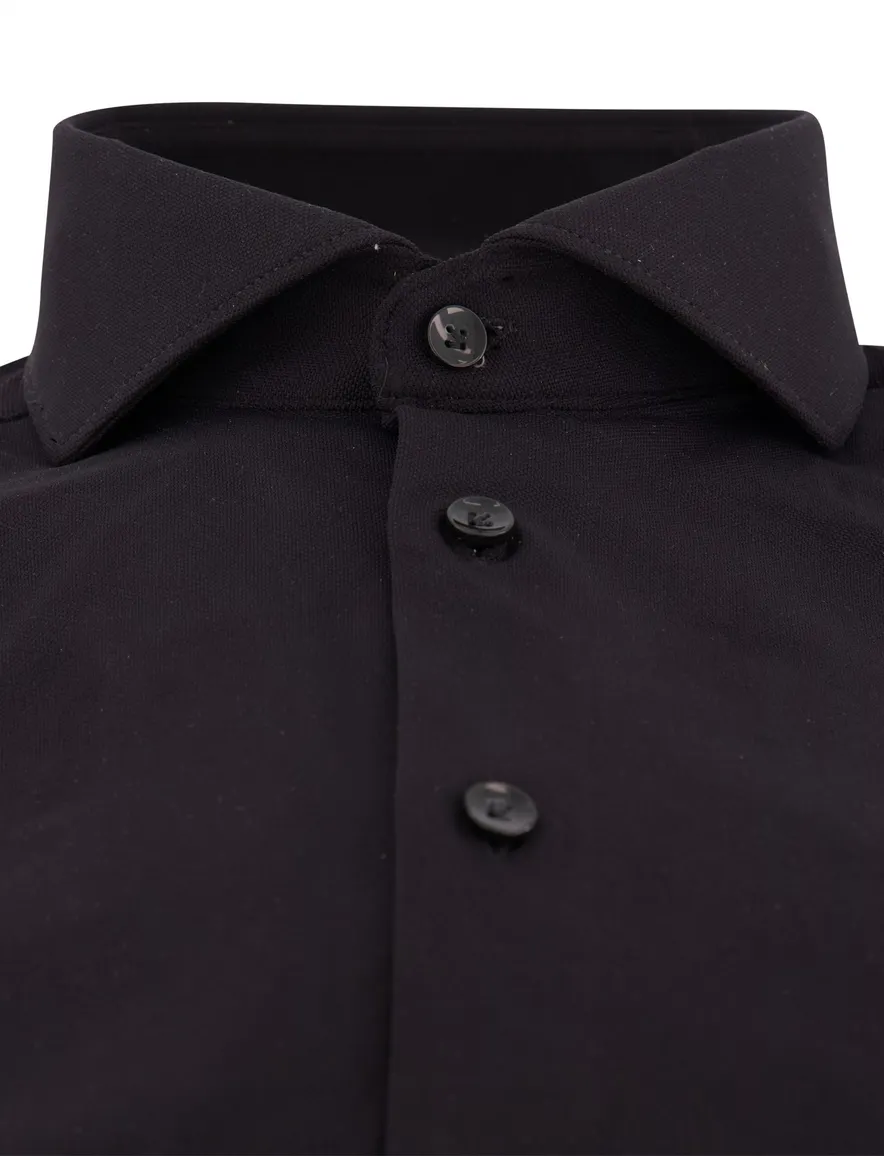 John Miller Slim Fit overhemd zwart stretch