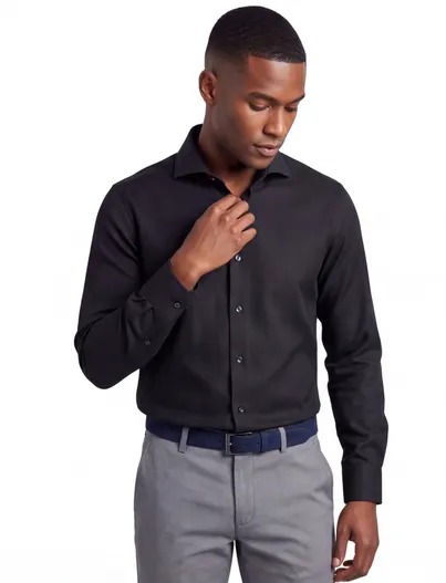 John Miller Overhemd John Miller Slim Fit zwart stretch
