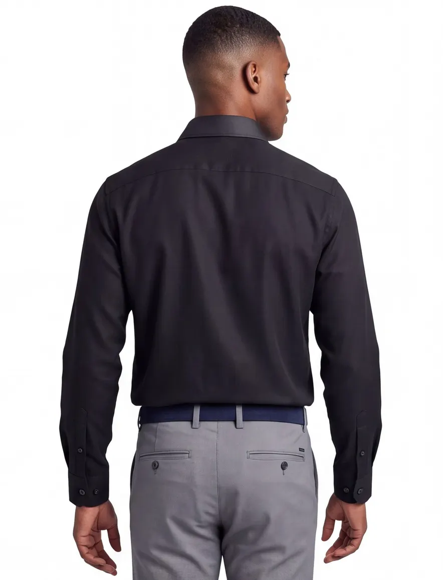 John Miller Slim Fit overhemd zwart stretch