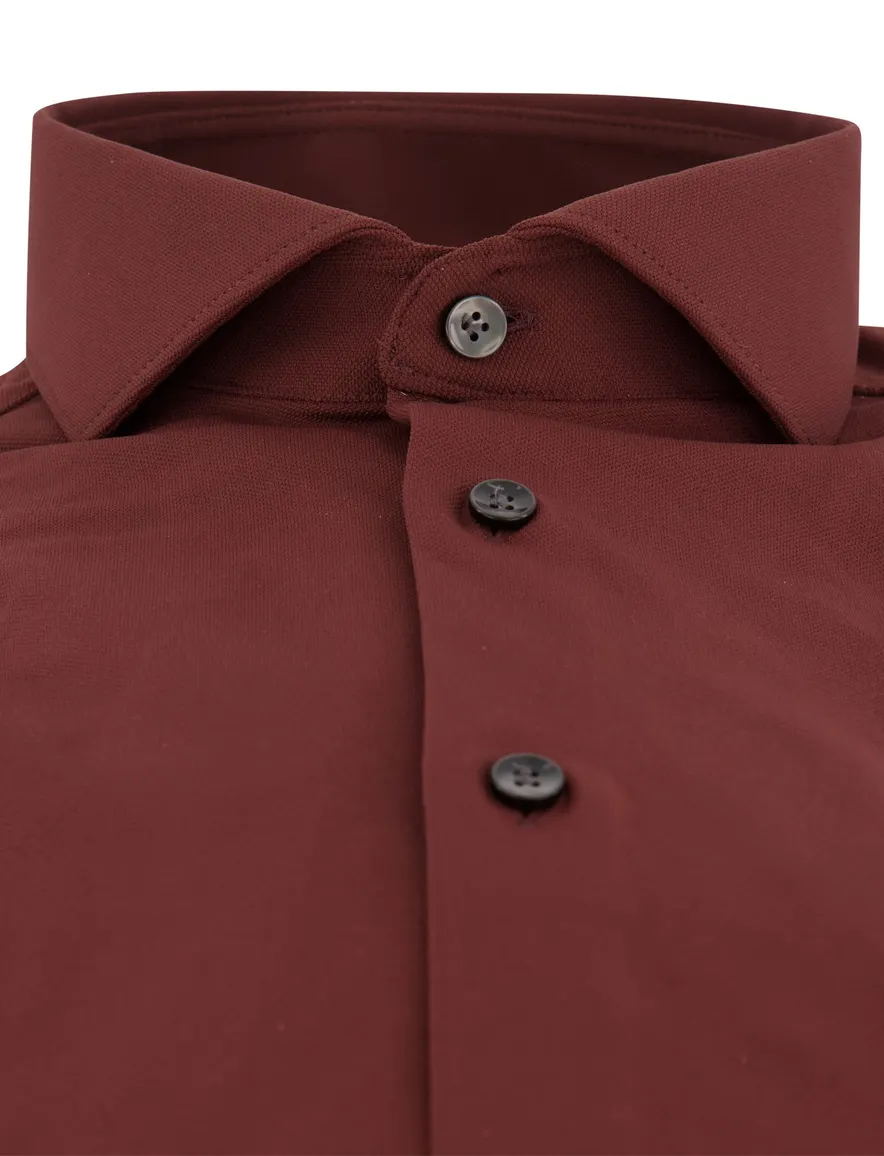 John Miller Slim Fit overhemd bordeaux stretch