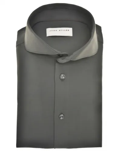 John Miller Overhemd John Miller Slim Fit donkergroen stretch