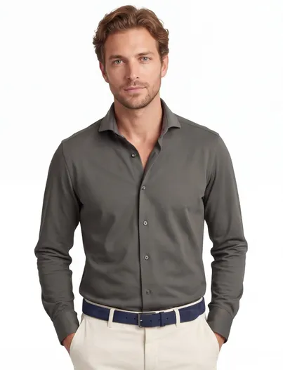John Miller John Miller Slim Fit overhemd donkergroen stretch