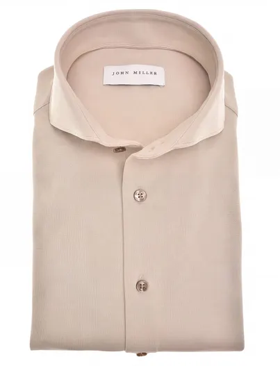 John Miller Beige overhemden John Miller Slim Fit stretch