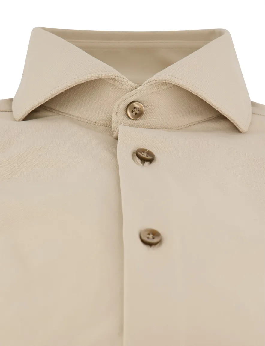 John Miller Slim Fit overhemd beige stretch