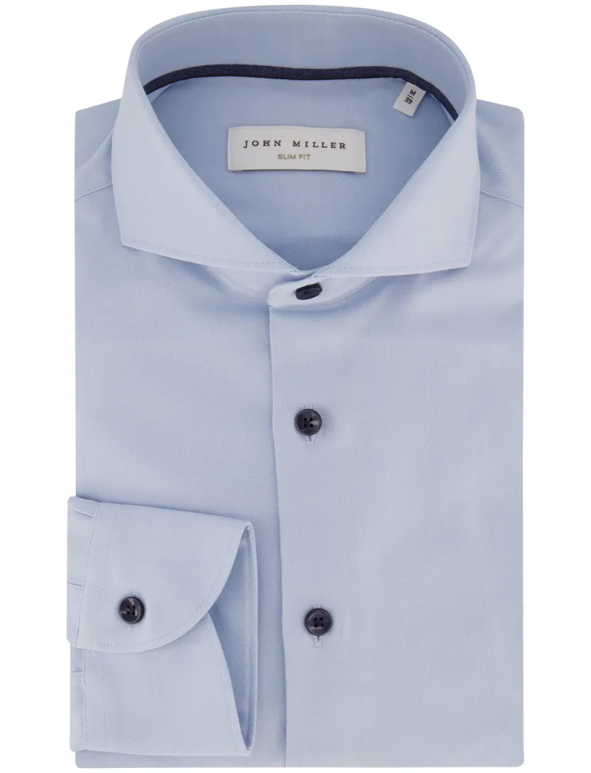 Overhemd John Miller Slim Fit lichtblauw stretch