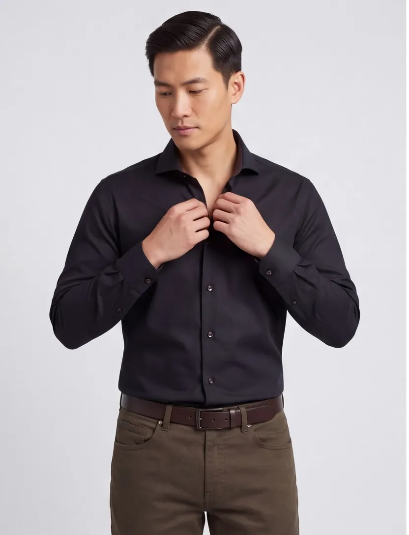 Overhemd John Miller Slim Fit donkerblauw stretch
