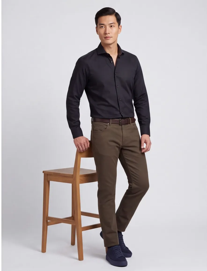 John Miller Slim Fit overhemd donkerblauw mouwlengte 7