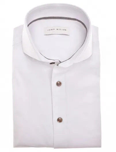 John Miller Wit overhemden John Miller Slim Fit stretch