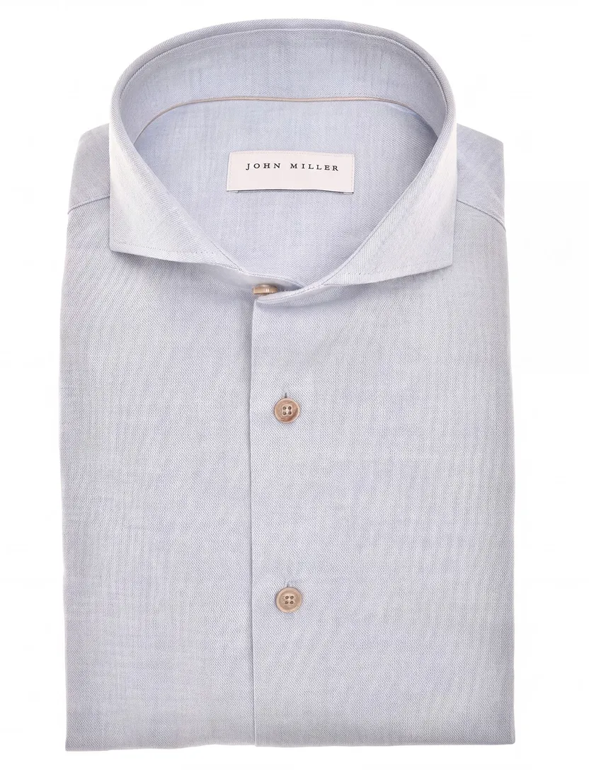 Overhemd John Miller Slim Fit lichtblauw gemêleerd