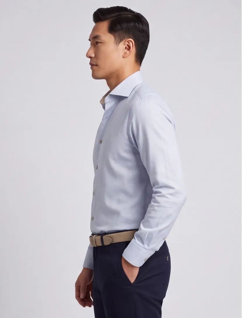 Overhemd John Miller Slim Fit lichtblauw gemêleerd