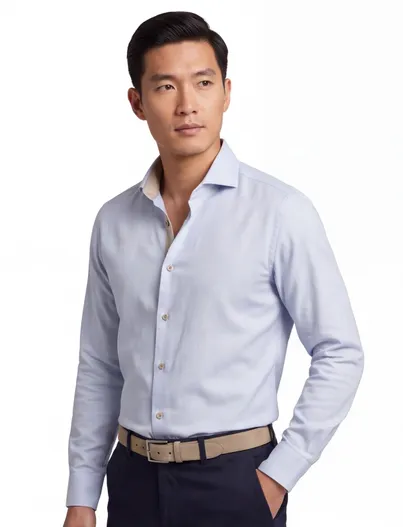 John Miller Overhemd John Miller Slim Fit lichtblauw gemêleerd
