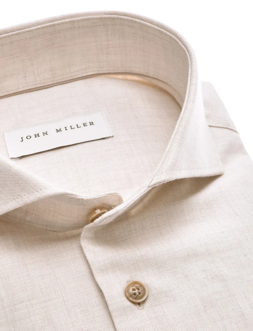 Overhemd John Miller Slim Fit beige gemeleerd