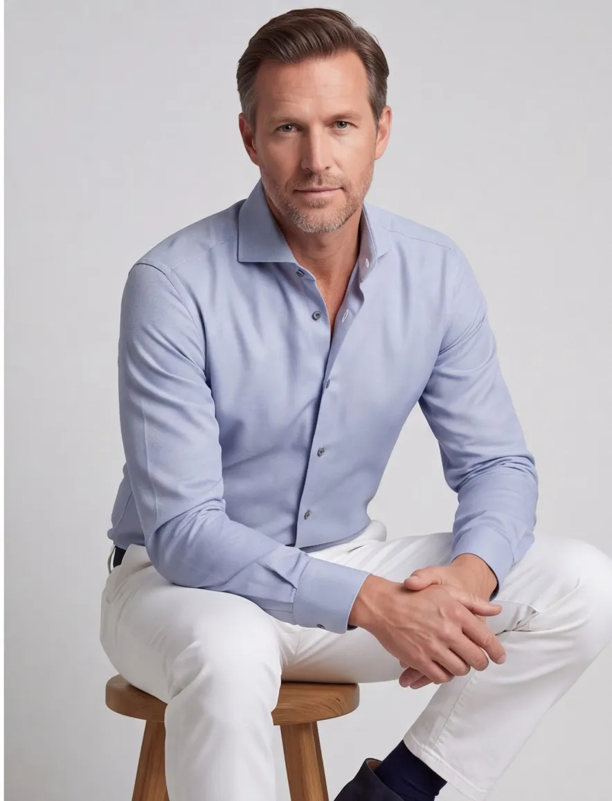 John Miller Tailored Fit New overhemd lichtblauw strijkvrij