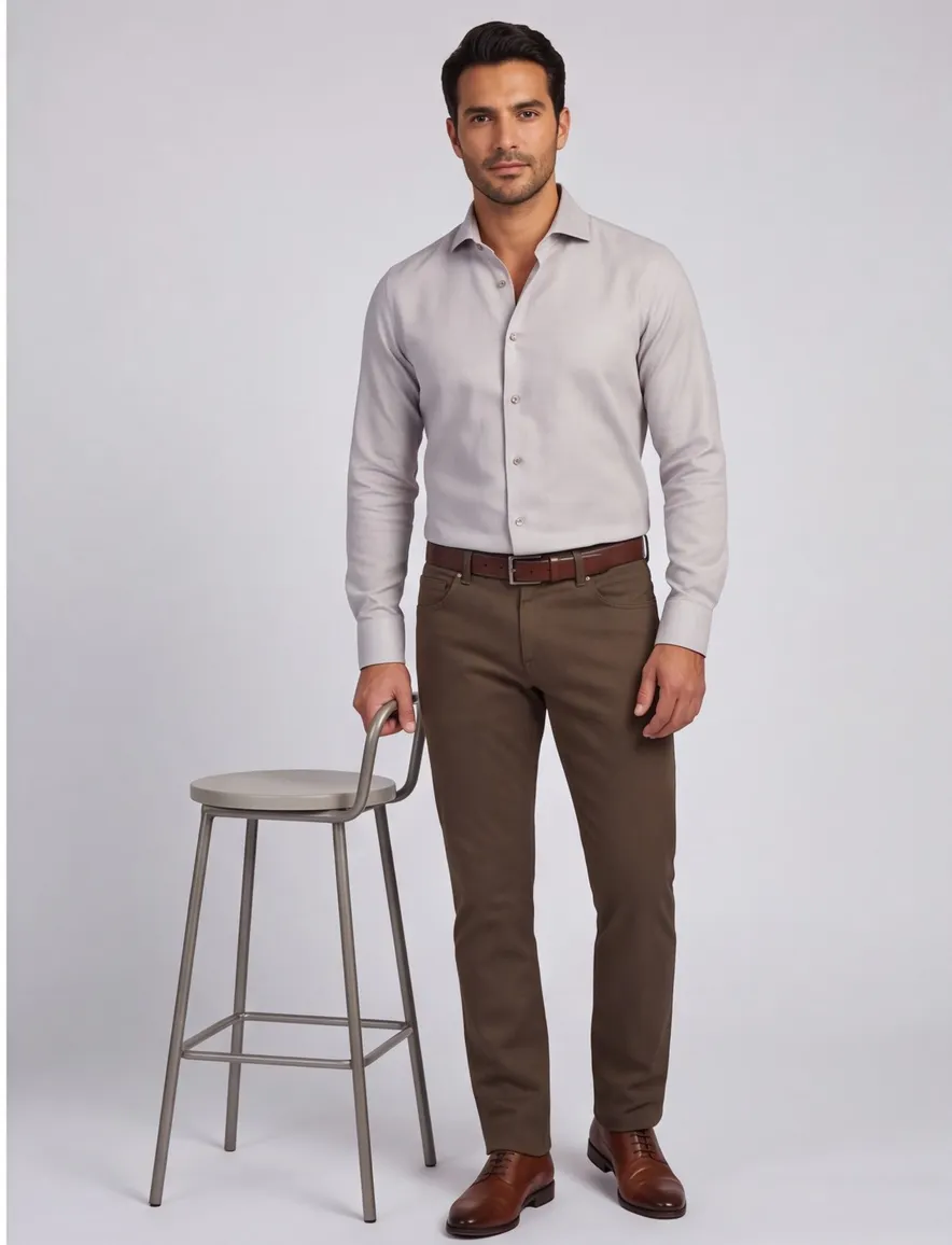 Overhemd John Miller beige 5142879-64