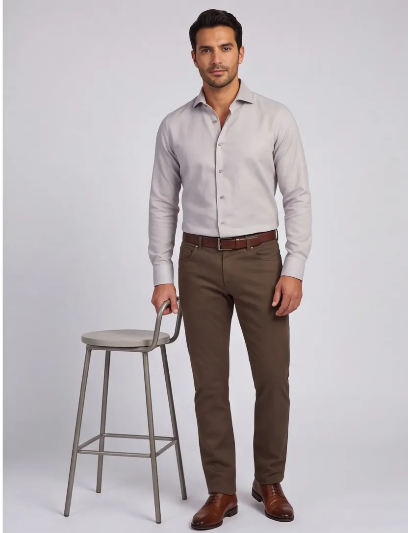Overhemd John Miller Tailored Fit New beige strijkvrij