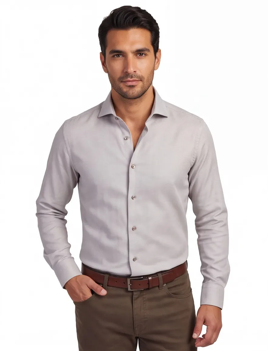 John Miller Tailored Fit New overhemd beige strijkvrij