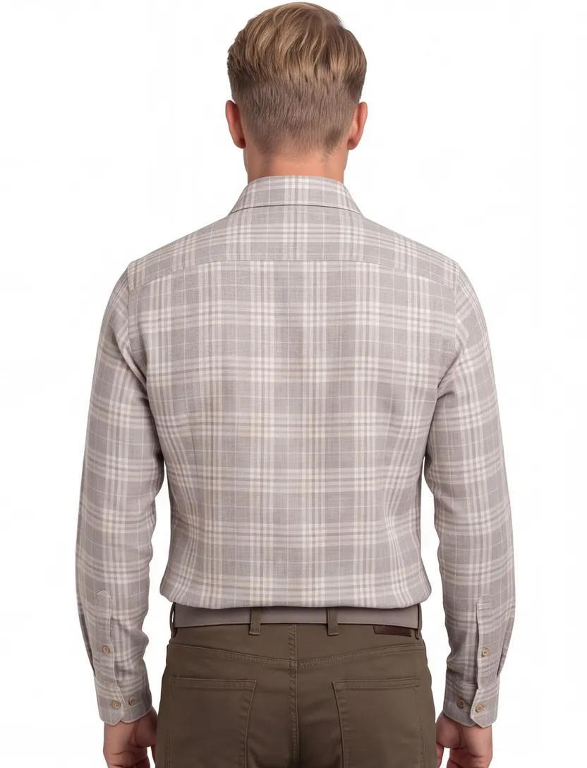 Overhemd John Miller Tailored Fit New beige geruit
