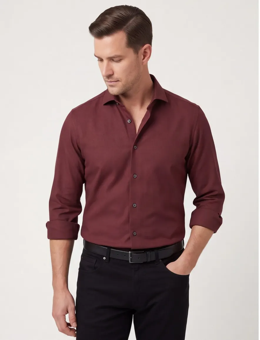 Overhemd John Miller bordeaux 5142675-49
