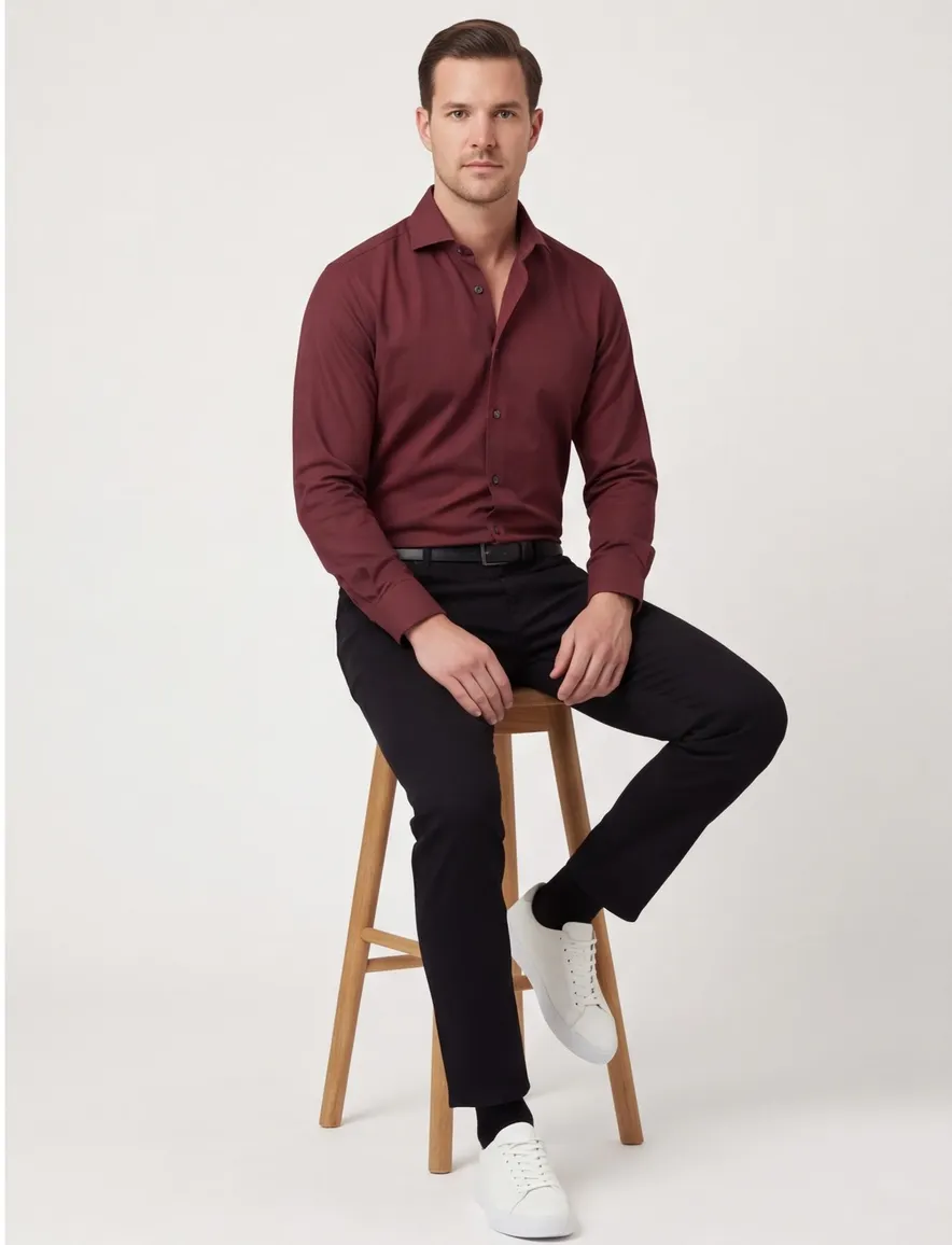 John Miller Slim Fit overhemd bordeaux