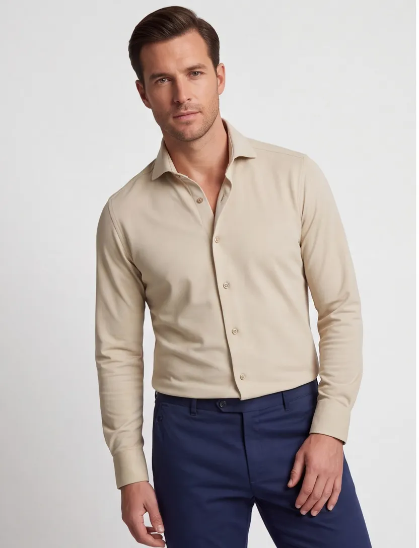 Overhemd John Miller beige 5142675-62