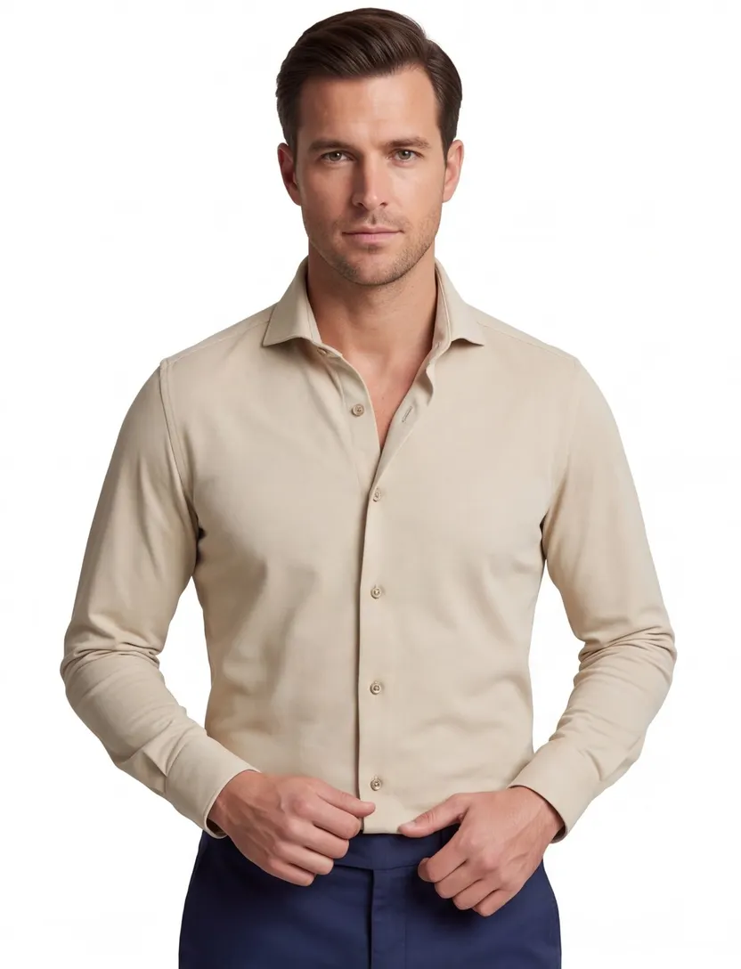 Overhemd John Miller beige 5142675-62