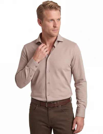 John Miller Overhemd John Miller Slim Fit beige stretch