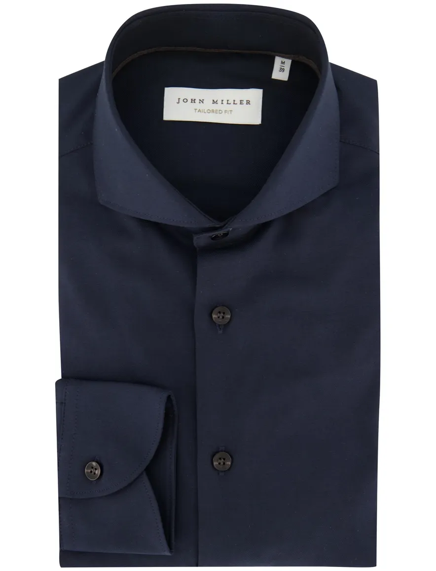 John Miller overhemd donkerblauw normale fit