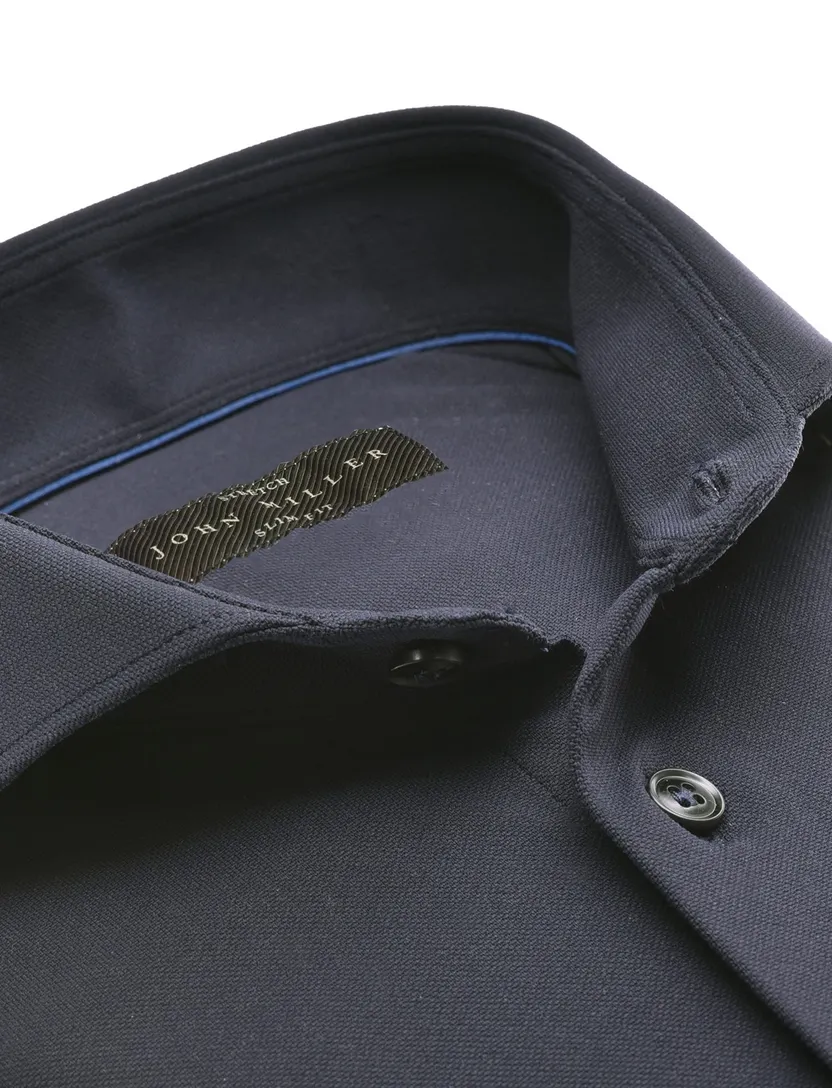 Overhemd John Miller Slim Fit donkerblauw stretch