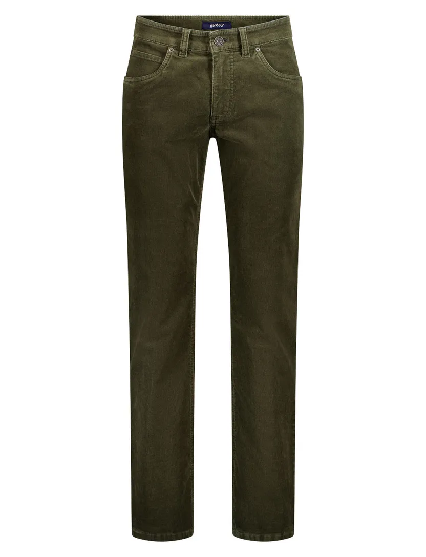 Broek Gardeur donkergroen chino rib