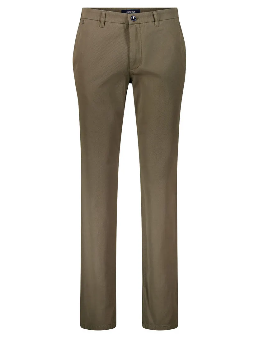 Broeken Gardeur Bobby khaki flatfront lyocell
