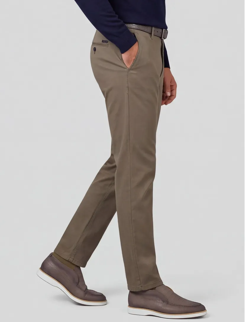 Broeken Gardeur Bobby khaki flatfront lyocell