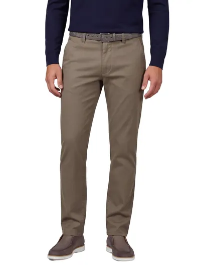 Gardeur Broeken Gardeur Bobby khaki flatfront lyocell