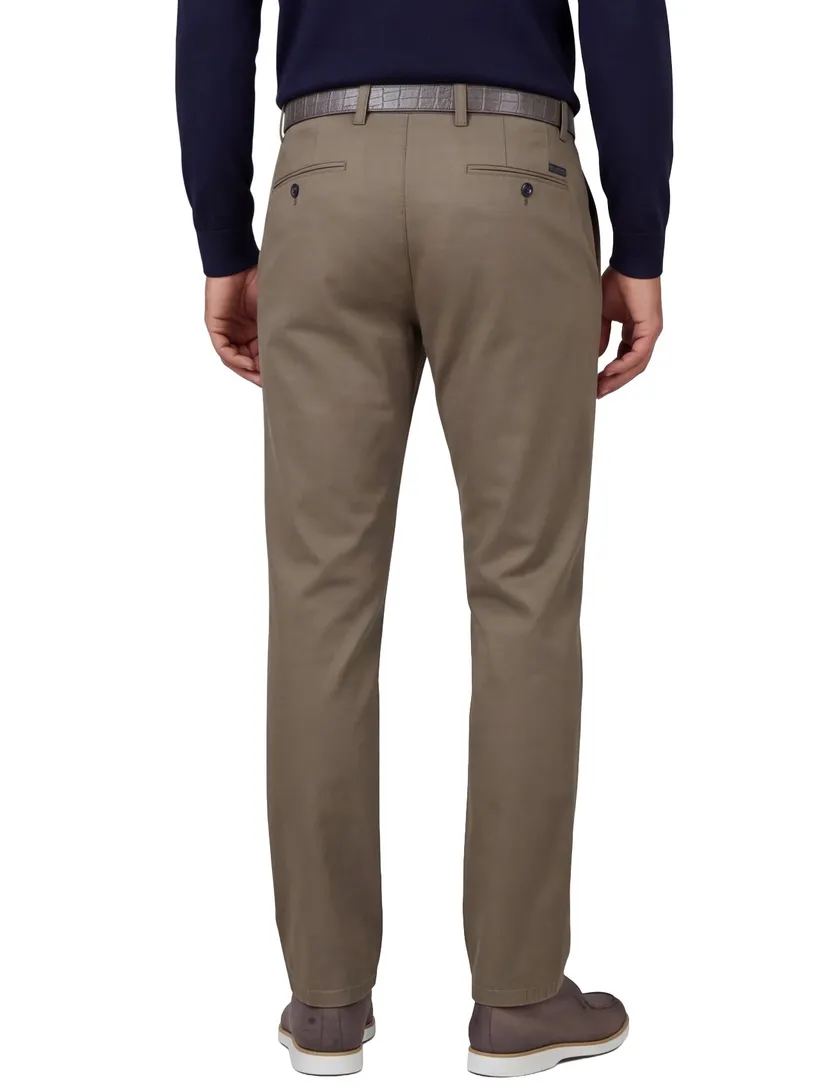 Broeken Gardeur Bobby khaki flatfront lyocell
