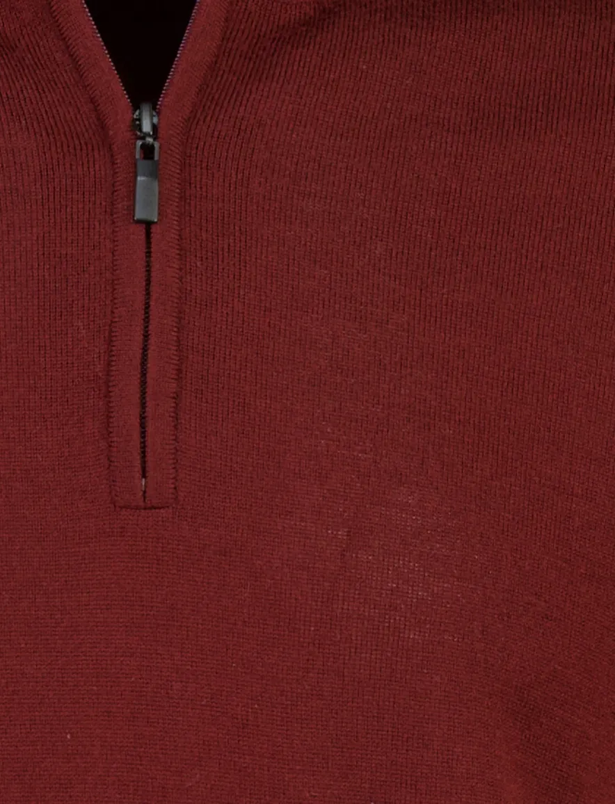 Portofino half zip trui bordeaux gebreid