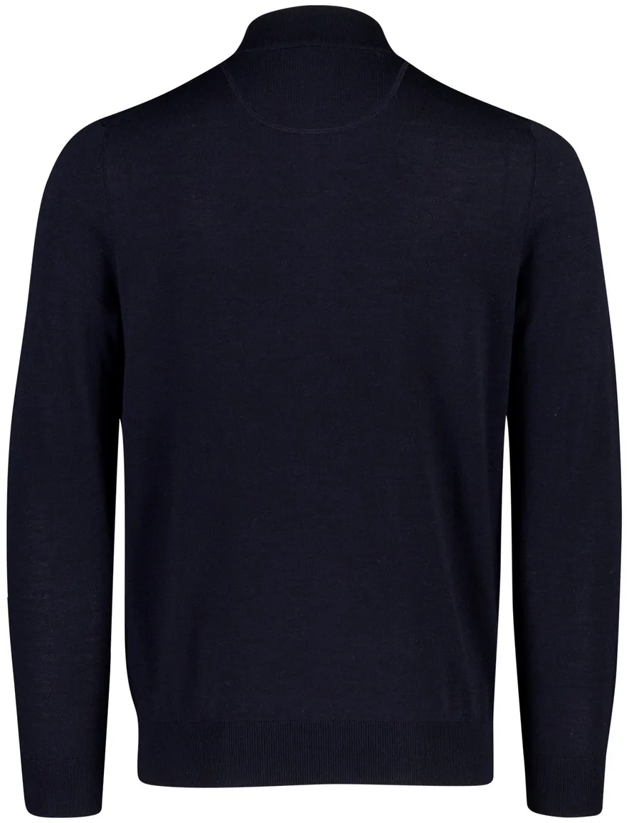 Portofino trui half zip donkerblauw merinowol