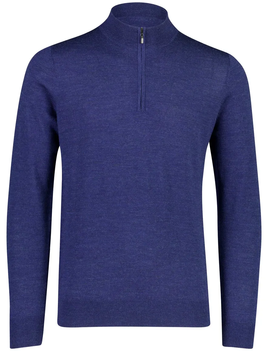Portofino trui half zip donkerblauw gemêleerd gebreid