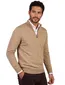 Portofino trui half zip camel fijn gebreid