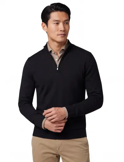 Portofino Portofino half zip trui zwart