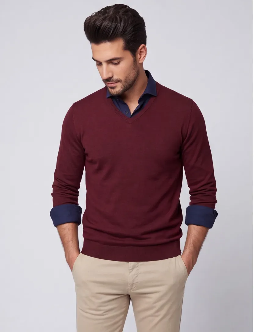 Trui Portofino bordeaux merinowol