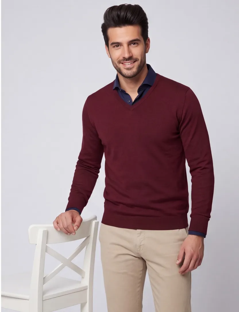 Trui Portofino bordeaux merinowol