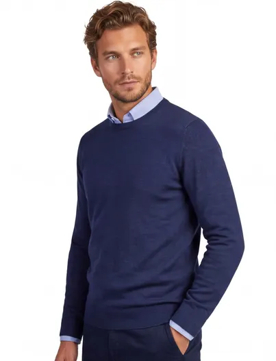 Portofino Trui Portofino donkerblauw ronde hals