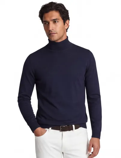Portofino Portofino turtleneck trui donkerblauw gebreid