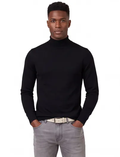 Portofino Portofino turtleneck trui zwart gebreid