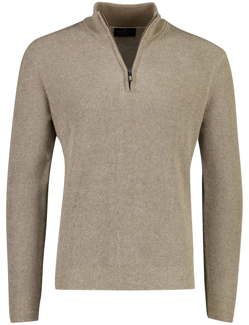 Trui Portofino beige half zip
