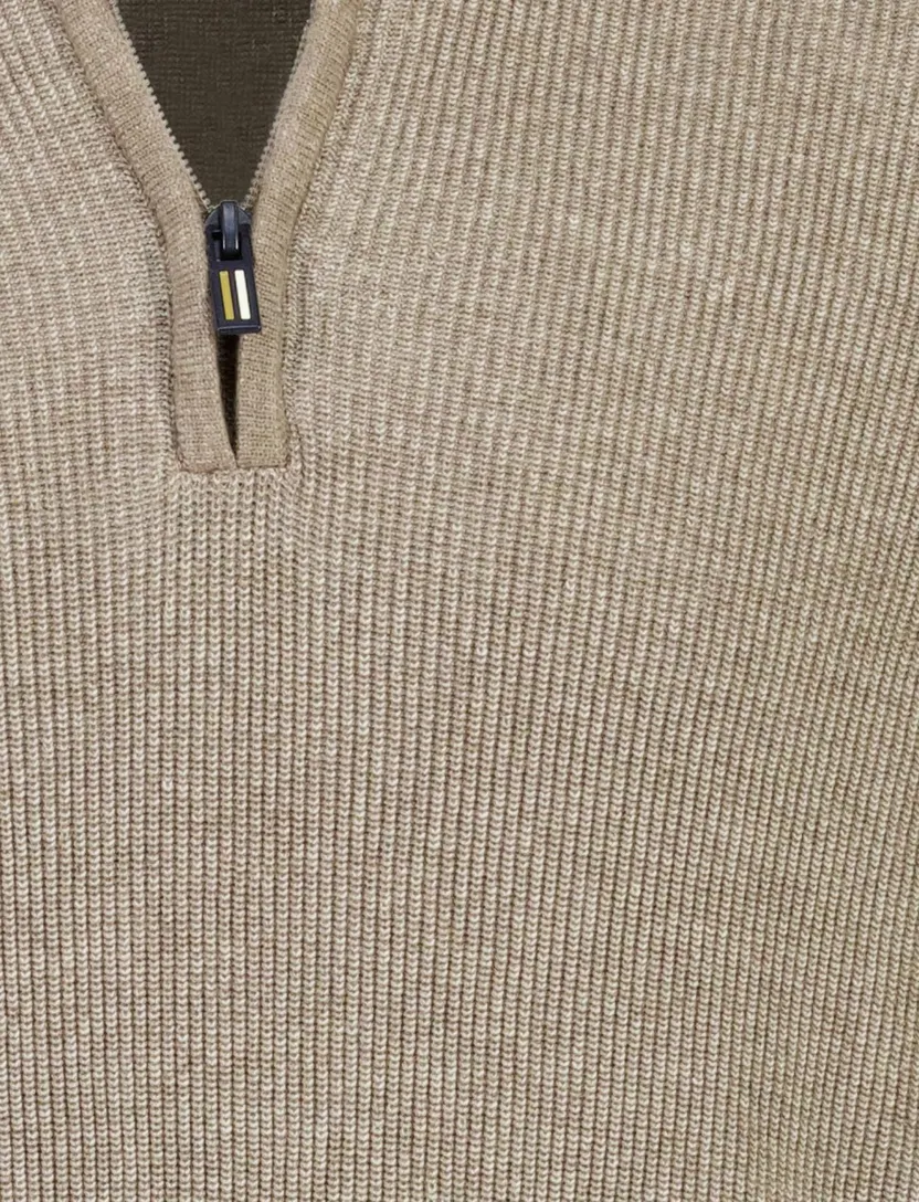 Trui Portofino beige half zip
